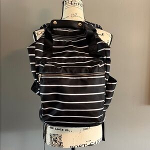 A New Day Black and White Striped Backpack